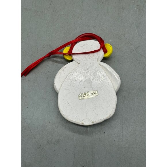 Handmade Christmas Clay Snowman Holding Red Heart Ornament 3" Tall READ - Picture 4 of 5